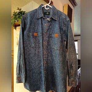 Hunt Club Blue Denim Casual Button Down Shirt